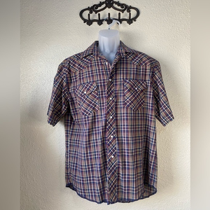 WRANGLER men’s short sleeve pearl‎ snap western shirt.